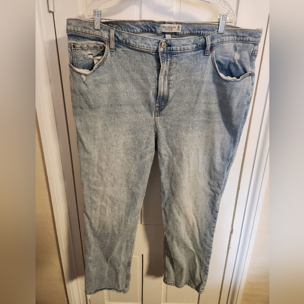 Abercrombie & Fitch Light Blue Curve Love Ankle Straight Ultra High Rise Size 22